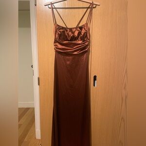 Elegant Brown Satin Dress